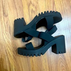 Madden girl black platform sandals, 10